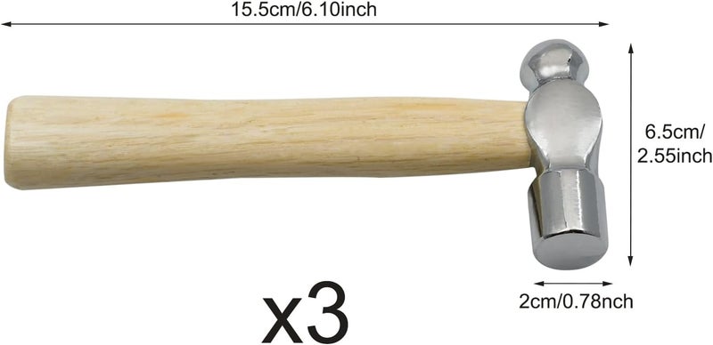 Zalaxt Mini Wooden Handle Round Head Hand Hammer,3 PCS Reinforced Ball Hammer,Mini Reinforced Ball Hammer,Round Head Wooden Handle,Escape Tool Hand Hammer for Prying Nails,Woodworking,Repairing - Image 5